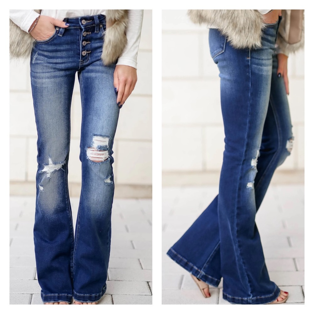 NWT Kan Can Button Fly Mid Rise Flare Bellbottoms